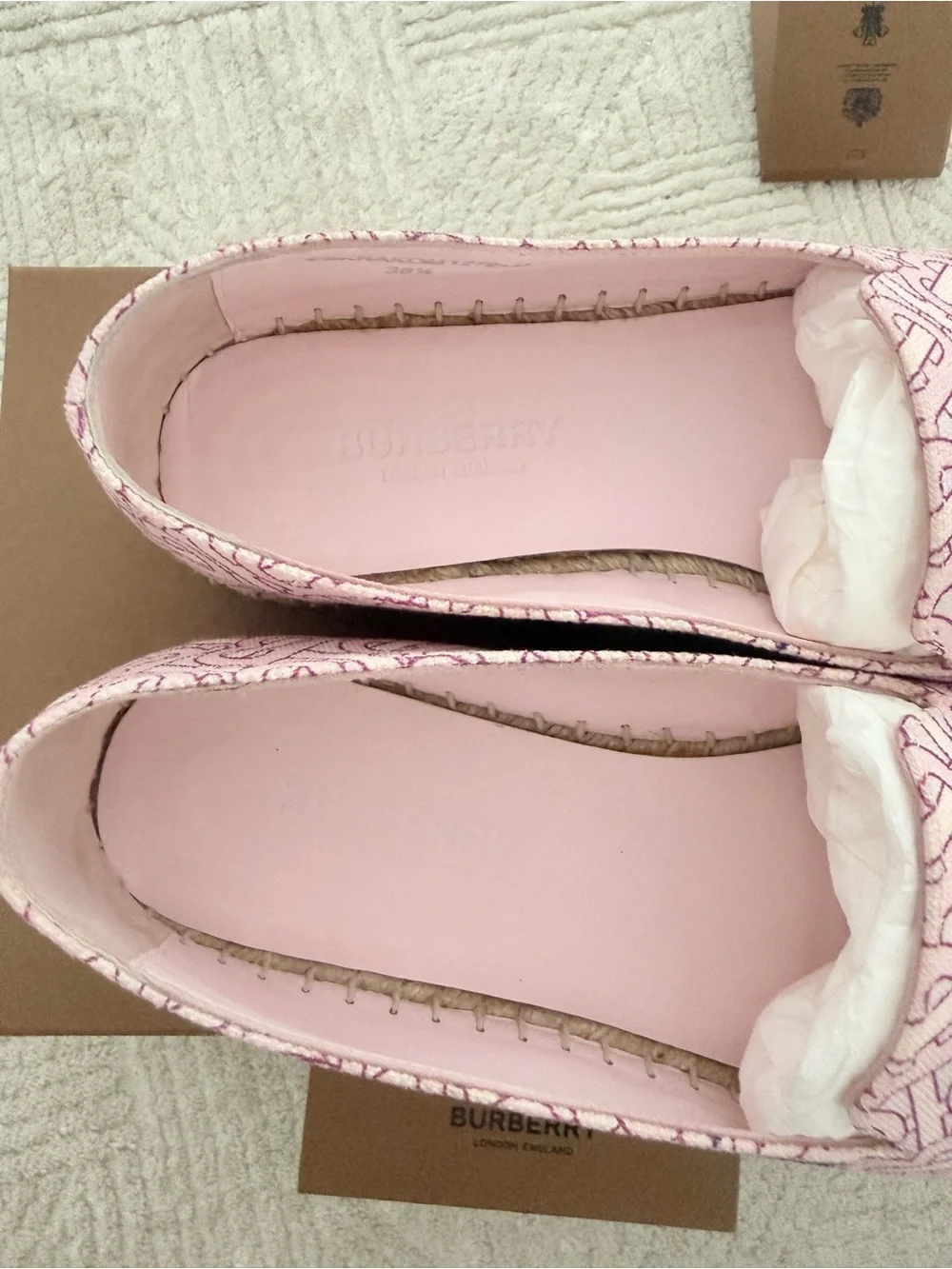 Burberry Pink Monogram Espadrilles w/ Box | Women’s Size 6.5